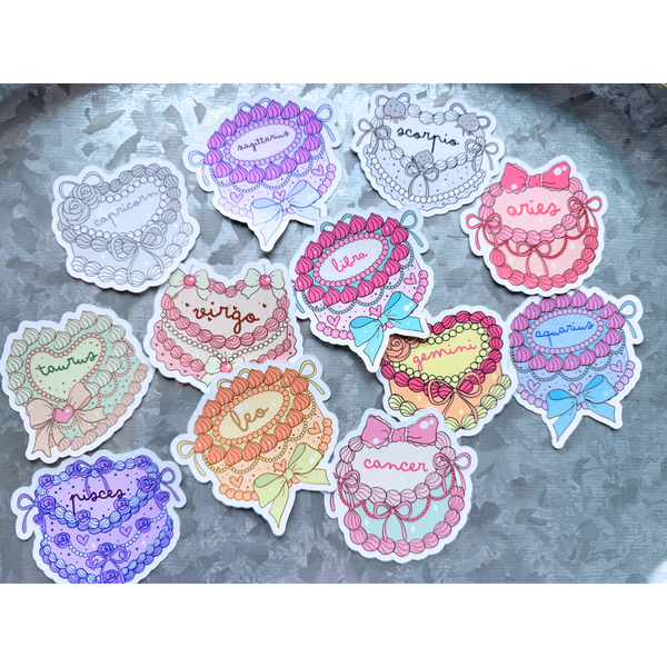 Zodiac fancy cakes (SET of 36) waterproof stickers