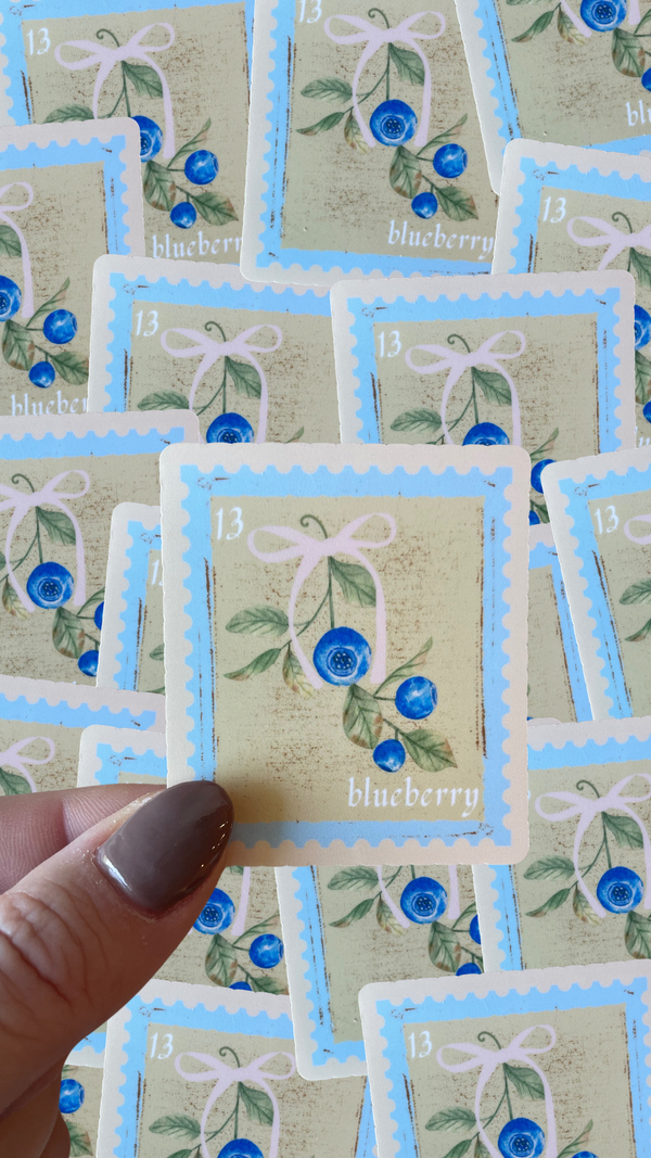 Vintage Blueberry stamp style waterproof sticker