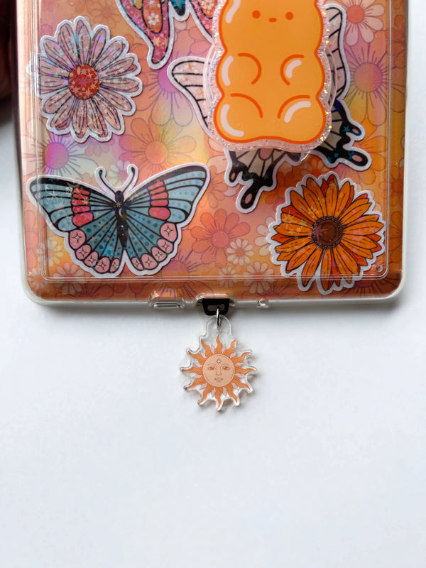Kindle Charm, Boho Sun Bookish E-Reader Dust Plug