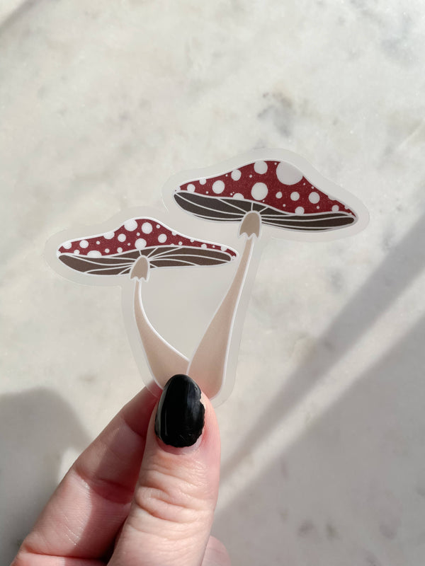 Clear Mushroom Waterproof Sticker