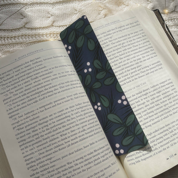 Dark Greenery 2x8 Hand Drawn Bookmark | Glossy