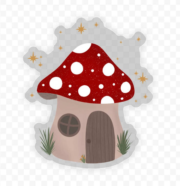 Mushroom Fairy House Vinyl Sticker | Whimsical Cottage Core