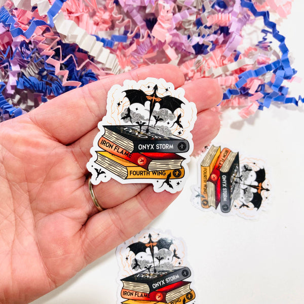 Fourth Wing Bookstack Die Cut sticker