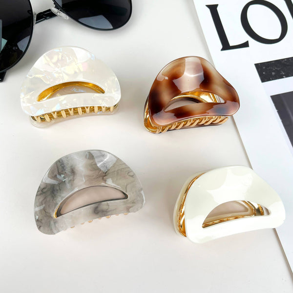 Acetate alloy vintage hollow semicircle hair clip