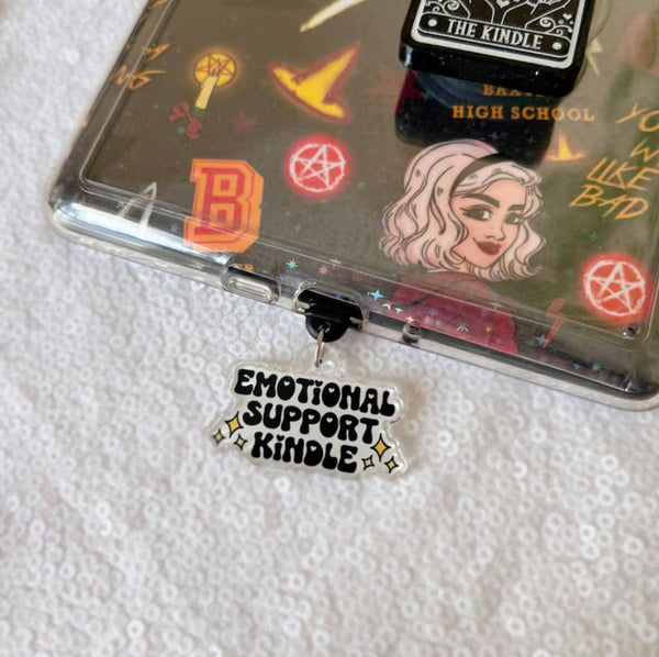Emotional Support Kindle Charm, Bookish E-Reader Dust Plug