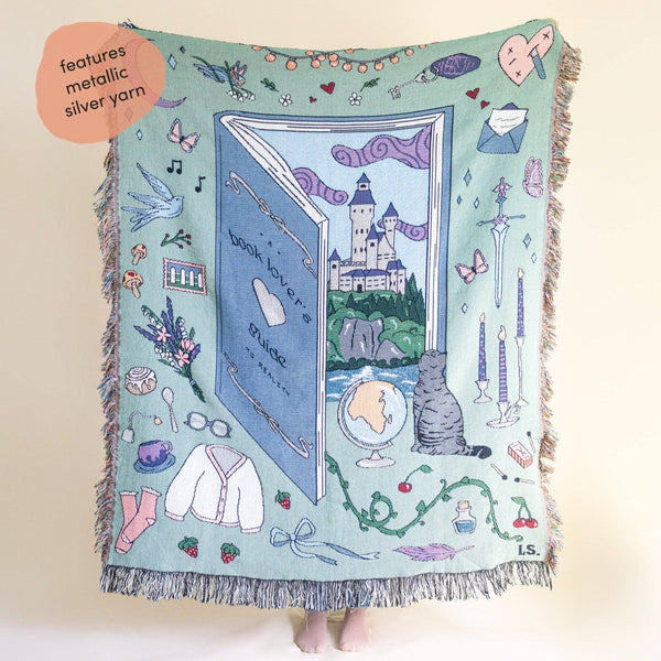 Book Lover Blanket | featuring silver metallic yarn