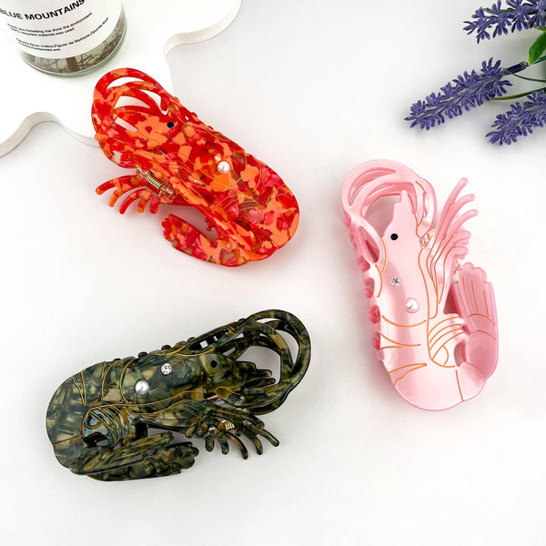 Lobster Pearl-Embellished Acetate Hair Claw Clip