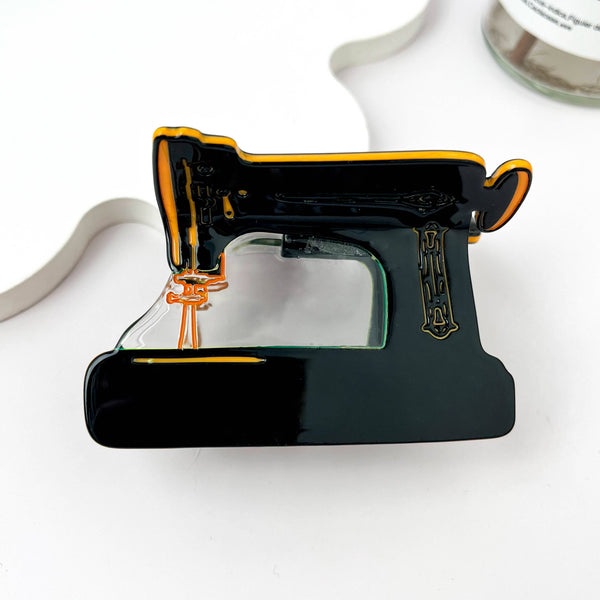 Creative Vintage Sewing Machine Acetate Hair Claw Clip